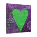 yeşil kalp temalı kanvas tablo