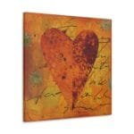 turuncu kalp temalı kanvas tablo