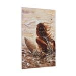 Suda sörf yapan kadın kanvas tablo