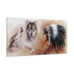 Kızılderili ve Kurt kanvas tablo