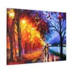 Işıklı Islak Yol mutlu insanlar kanvas tablosu