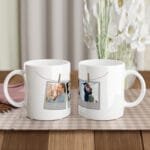 3 Fotoğraflı  Beyaz Seramik Kupa