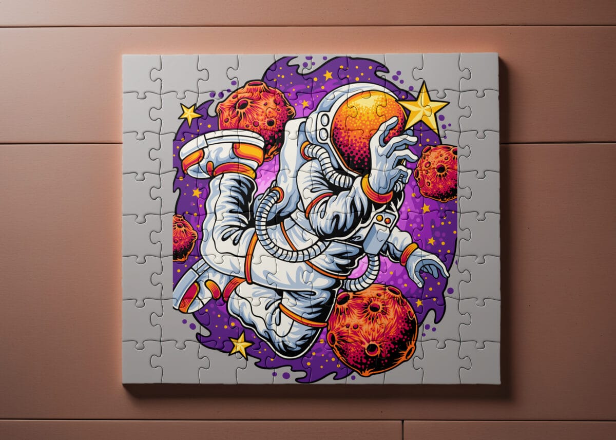 Astronot Tasarımlı Yapboz Puzzle A4 (Pazıl)