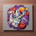 Astronot Tasarımlı Yapboz Puzzle A4 (Pazıl)