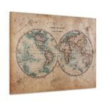 Renkli Eski Dünya Haritası kanvas tablo