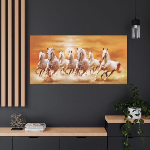 Koşan Beyaz Atlar kanvas tablo