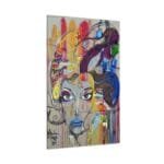 Renkli Çizim Kadın Yüzü kanvas tablo