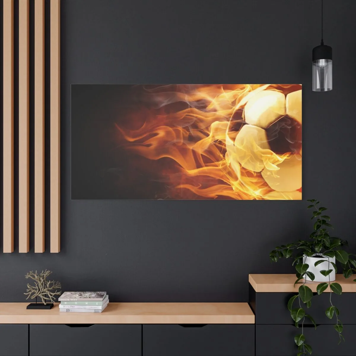 Alevli Futbol Topu kanvas tablo