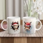 Yılbaşına  Özel Yavru Geyik Temalı Beyaz Seramik Kupa