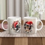 Yılbaşına  Özel Penguen Temalı Beyaz Seramik Kupa