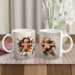 Yılbaşına  Özel Kurabiye Adam Temalı Beyaz Seramik Kupa