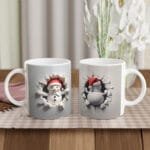 Yılbaşına  Özel Kardan Adam Temalı Beyaz Seramik Kupa