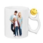 Kişiye Özel Gülen Yüz Emojili Porselen Beyaz Kupa Bardak