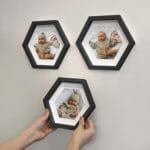 Yapışkanlı Sök Tak 20x20 cm Siyah Altıgen Çerçeve 3'lü