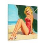 Plajdaki Kadın kanvas tablo