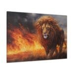 Alevler ve Aslan Kanvas Tablo