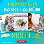 Klasik Fotoğraf Baskı - 100 Adet 10x15 Baskı+Albüm Hediyeli
