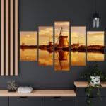 Değirmenler Parçalı Kanvas Tablo