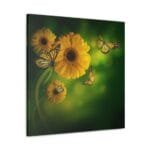 Sarı Kelebek ve Sarı Papatya kanvas tablo