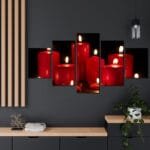 Kırmızı Mumlar Parçalı Kanvas Tablo