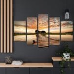 Kızıl Gökyüzü ve İskele Kanvas Tablo