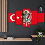 Türk Bayrağı ve Osmanlı Tuğrası Kanvas Tablo