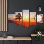 Günbatımı saatli Parçalı Kanvas Tablo