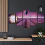 Lavanta Tarlası Kanvas Tablo Saatli