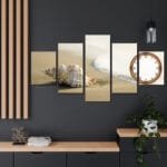 Deniz Kabuğu Parçalı Kanvas Tablo Saatli