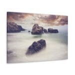 Puslu Sahil ve Kayalar kanvas tablo