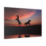 Kızıl Bulutlar ve Atlar kanvas tablo