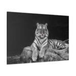 Siyah Beyaz Kaplan kanvas tablo