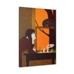 Satranç Oynayan Minimalist Kız kanvas tablo