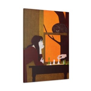 Satranç Oynayan Minimalist Kız kanvas tablo