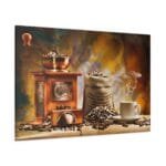 Kahve Öğütücü ve Kahve Çekirdekleri kanvas tablo