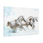 Koşan 3 Beyaz At kanvas tablo