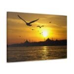 Günbatımı ve Martılar kanvas tablo