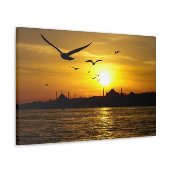 Günbatımı ve Martılar kanvas tablo