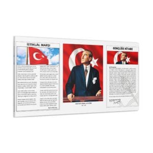 gençliğe hitabe istiklal marşı atatürk tasarımlı kanvas tablo