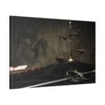 adalet terazisi temalı kanvas tablo